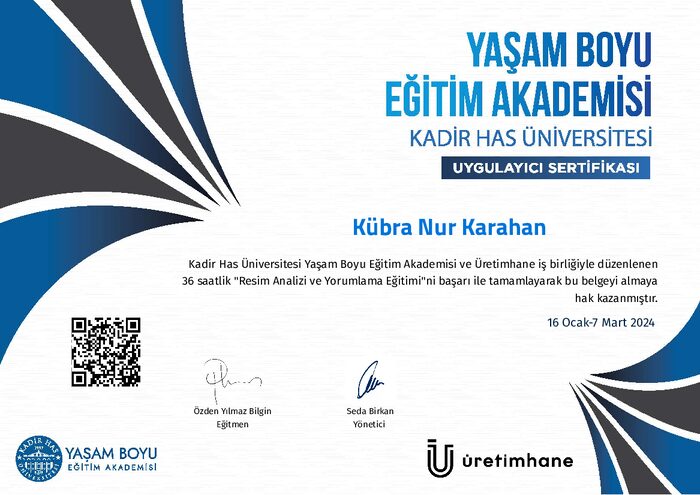 Resim Analizi ve Yorumlama Eğitimi sertifikası